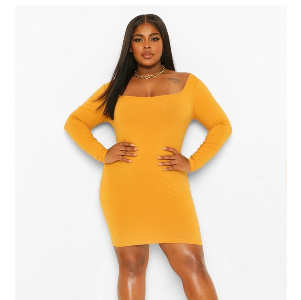 Plus size long sleeve bodycon mini dress